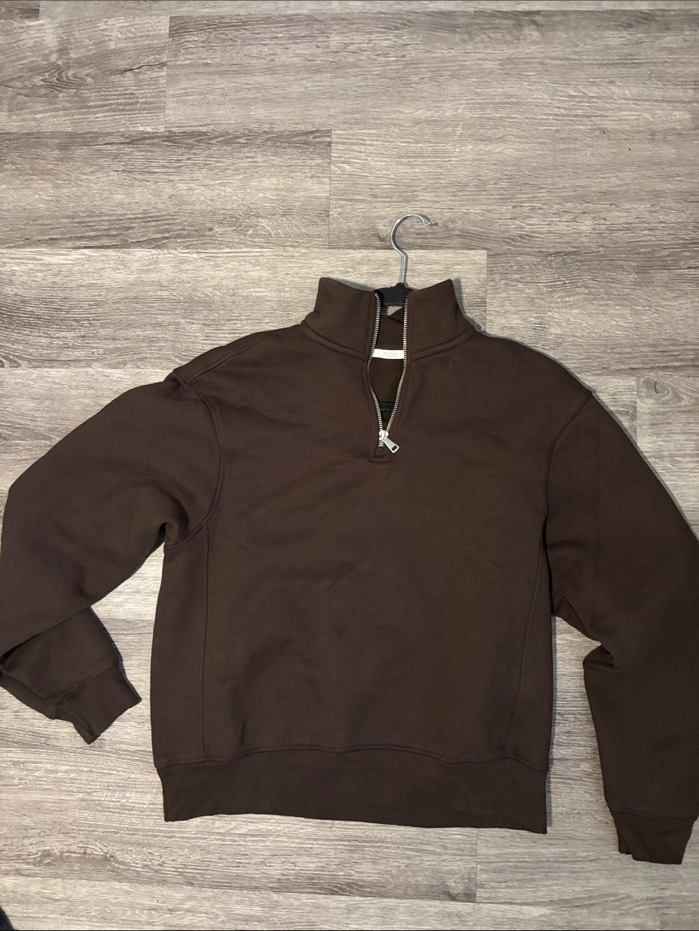Zara Dark chocolate Brown quarter zip Sweatshirt super soft lining